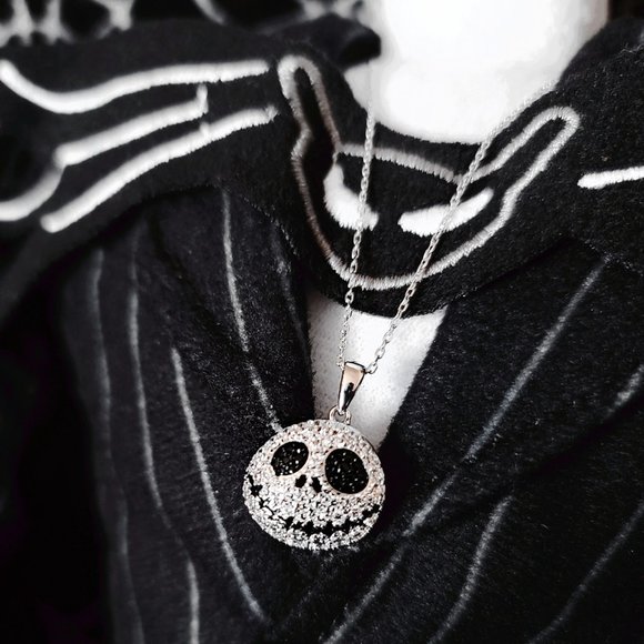 Sterling Silver Jack Skellington Necklace, Nightmare Before Christmas Charmed - Picture 5 of 7